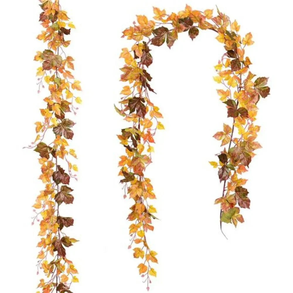 2 Pack Maple Leaf Vine Garland, 6.5 Ft/Piece Artificial Autumn Foliage
